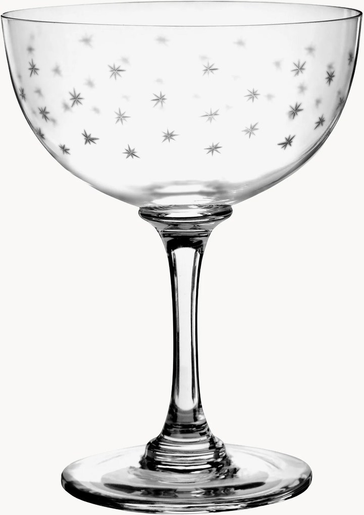 Taças de champanhe em cristal artesanal Stars, conjunto de 2