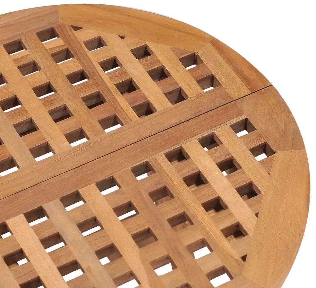 3 pcs conj. jantar dobrável exterior c/ almofadão teca maciça