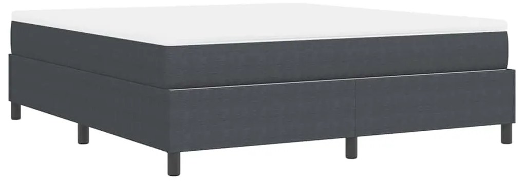 Cama Box com colchão cinza escuro, tamanho Super King, feita de tecido
