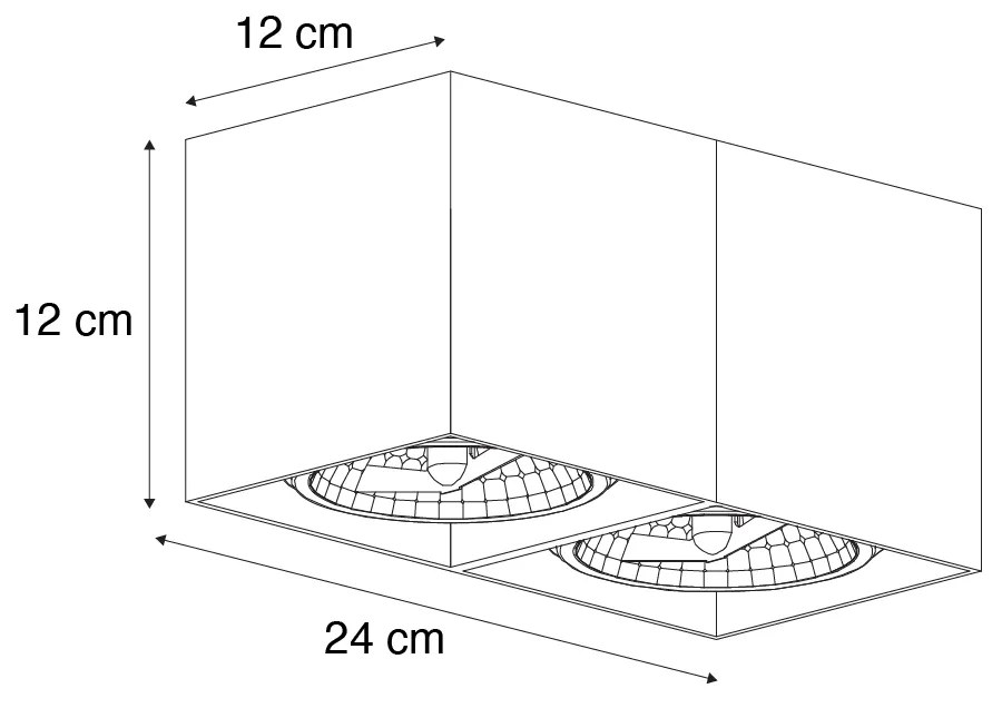 Foco de teto design bronze escuro retangular 2 luzes inclinável e rotativo - Box Design