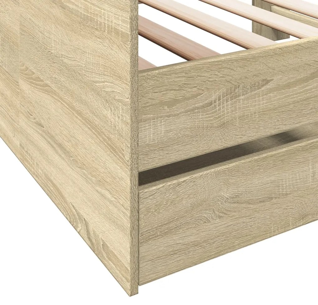 Sofá-cama com gavetas sem colchão 75x190 cm carvalho sonoma