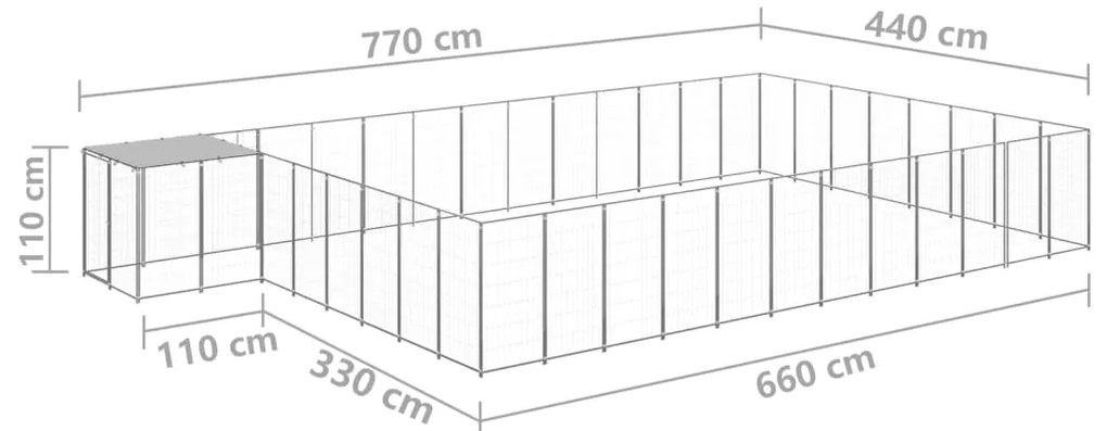 Canil 30,25 m² aço prateado