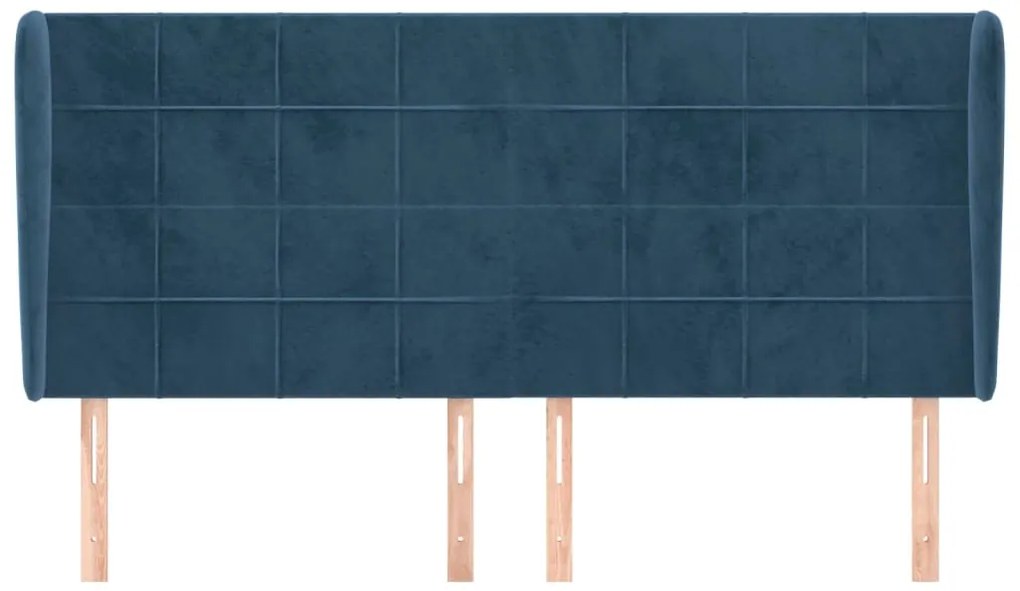 Cabeceira cama c/ abas veludo 163x23x118/128 cm azul-escuro