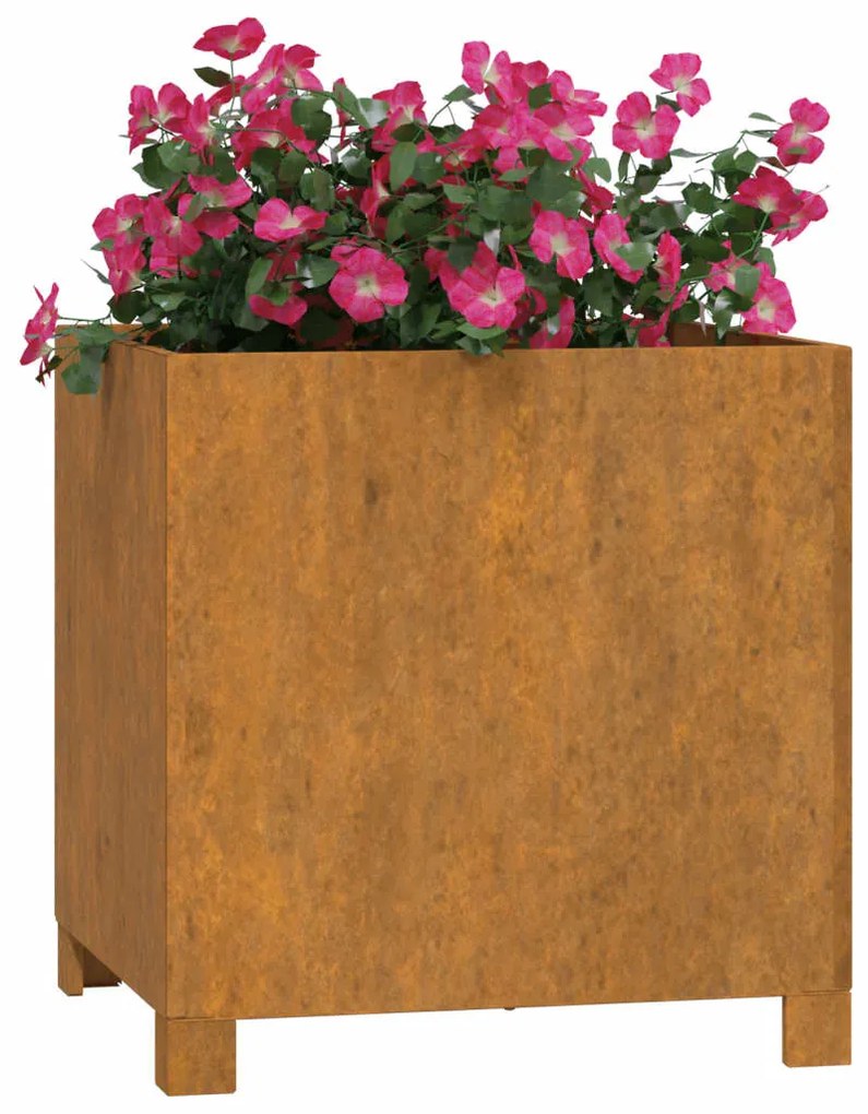 Vasos/floreira c/ pernas 2pcs 42x40x43cm aço corten enferrujado