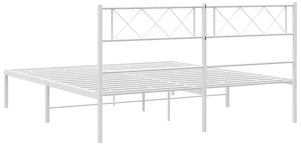 Estrutura de cama com cabeceira 135x190 cm metal branco