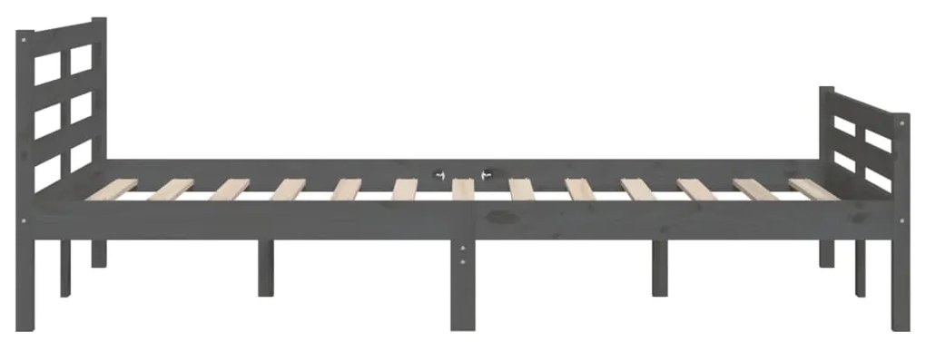 Estrutura de cama 140x190 cm madeira maciça cinzento