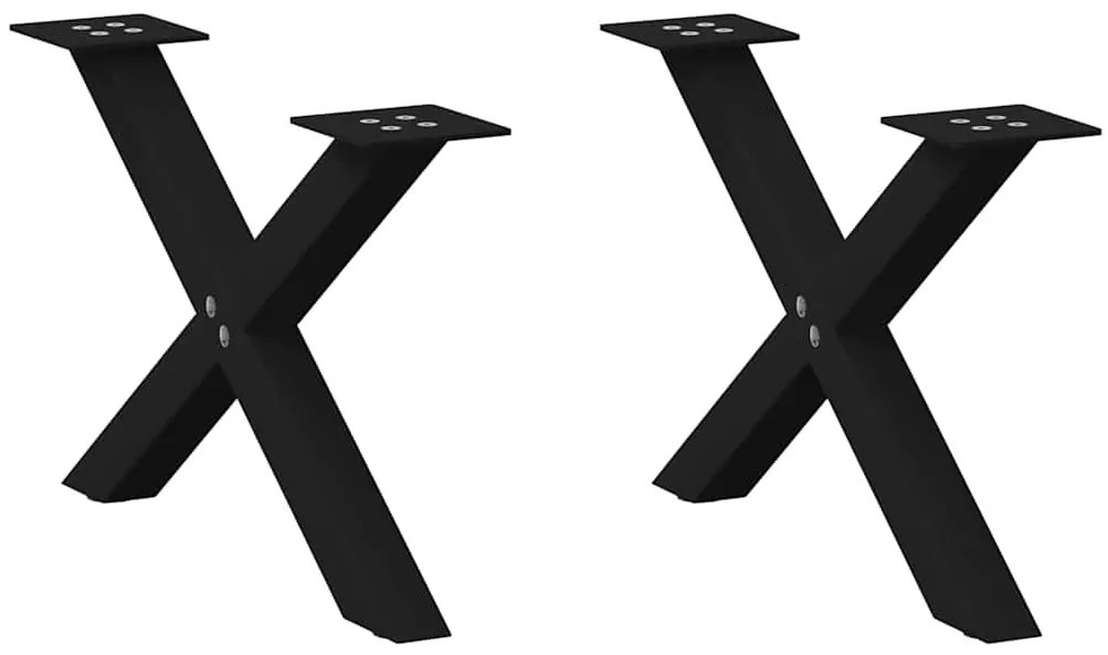 vidaXL Pés para mesa de centro em formato de X, 2 peças, preto, 60x(30-31) cm, aço