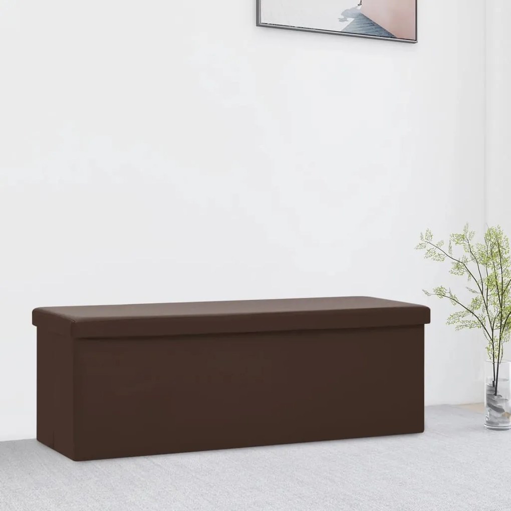 338798 vidaXL Banco de arrumação dobrável PVC castanho