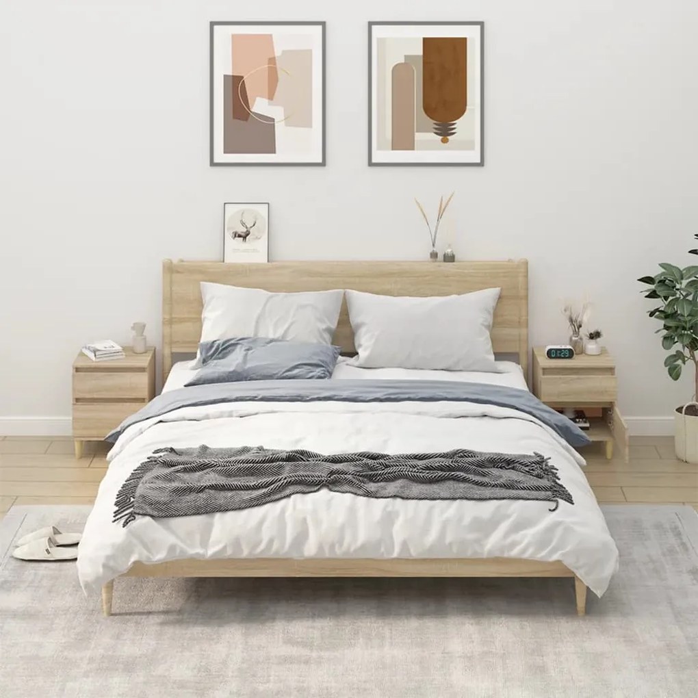 vidaXL Mesas de cabeceira 2 pcs 40x35x50 cm carvalho sonoma