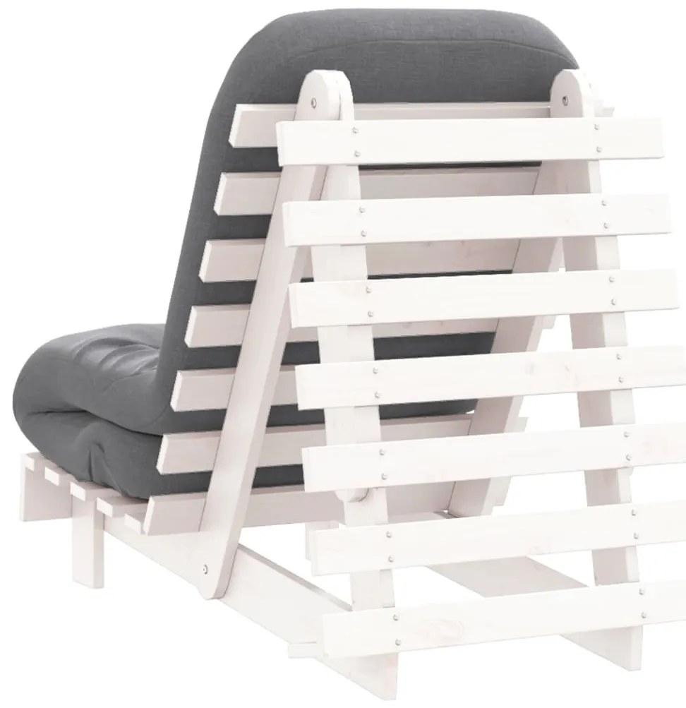 Sofá-cama futon com colchão 60x206x11 cm pinho maciço branco