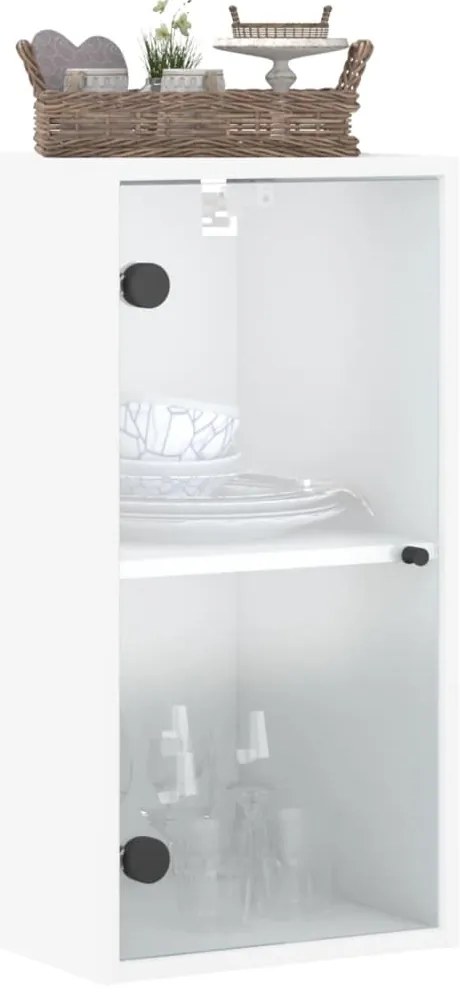 Armário de parede c/ portas de vidro 35x37x68,5 cm branco