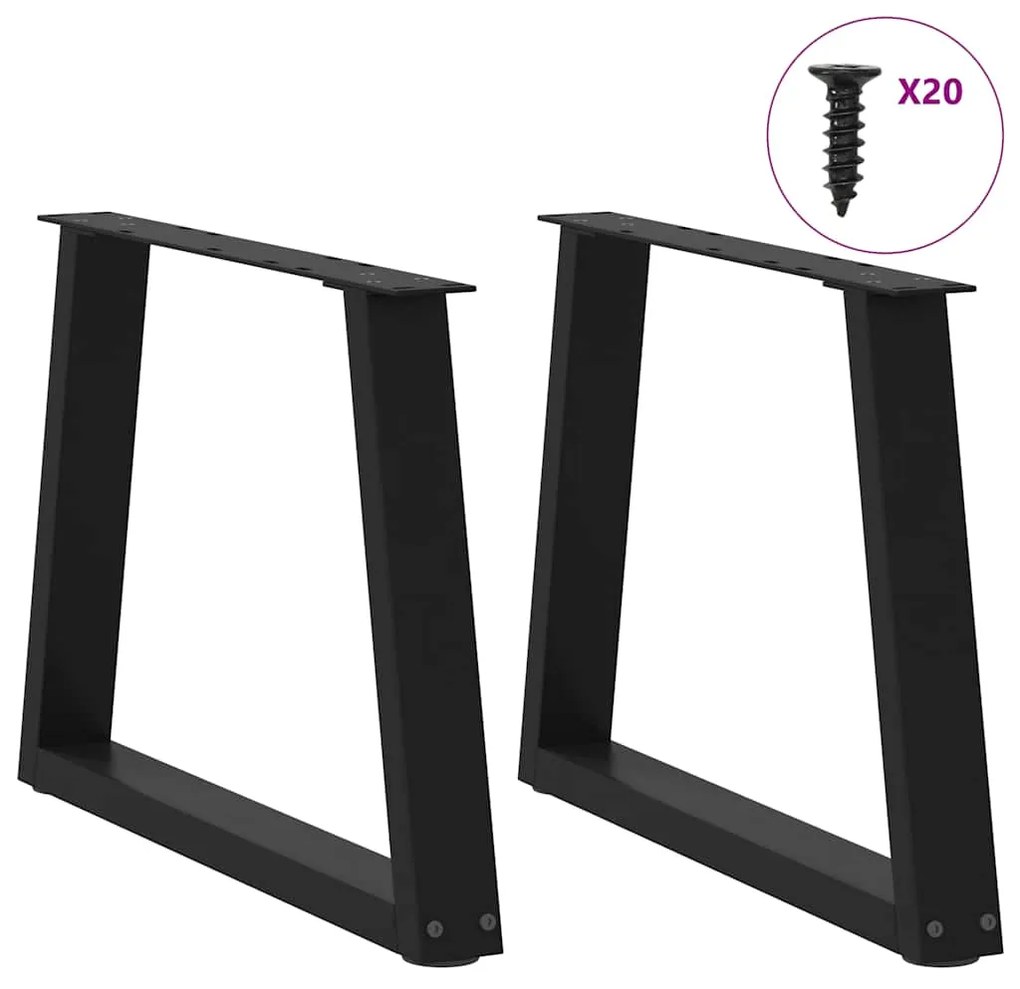 Mesa de jantar pernas 2 pcs forma de V 50x(42-43,3)cm aço preto