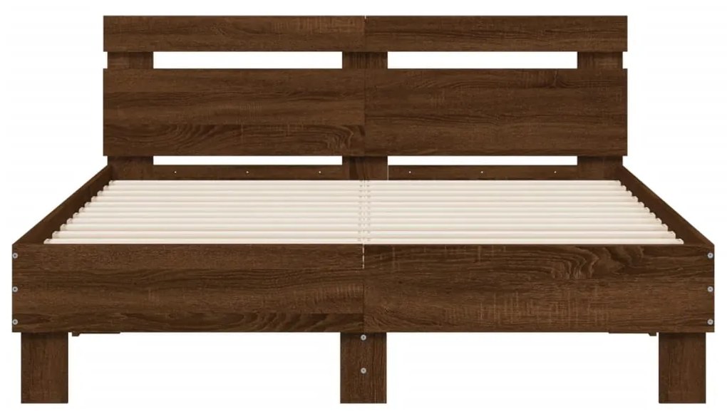 Estrutura cama cabeceira/luzes LED 120x190cm carvalho castanho