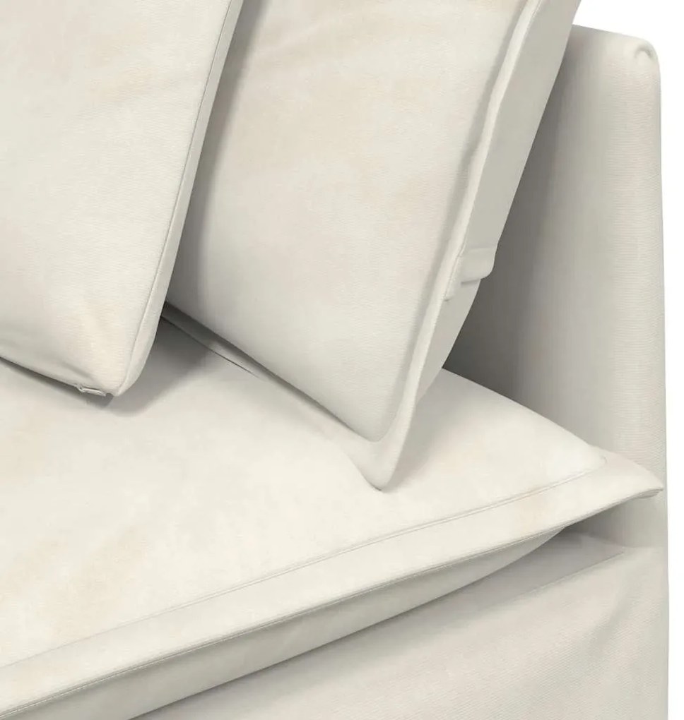Sofá modular com almofadas veludo creme