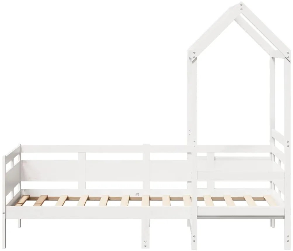 Sofá-cama c/ telhado 90x190 cm madeira de pinho maciça branco