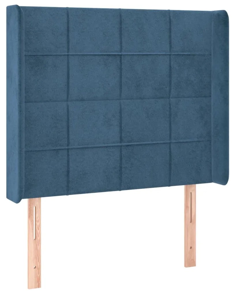 Cama box spring c/ colchão/LED 80x200 cm veludo azul-escuro