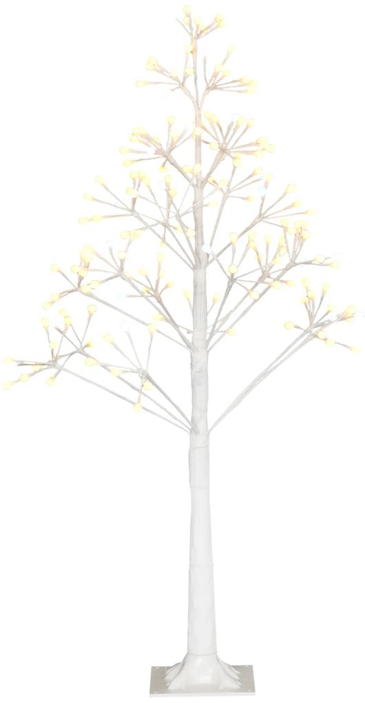 HOMCOM Árvore de Bétula Altura 120cm com 168 Luzes LED IP44 Branco Quente Ramos Flexíveis e Base de Candeeiro Árvore de Decoração de Natal para Festas Aniversários Casamentos 18x18x120cm Branco