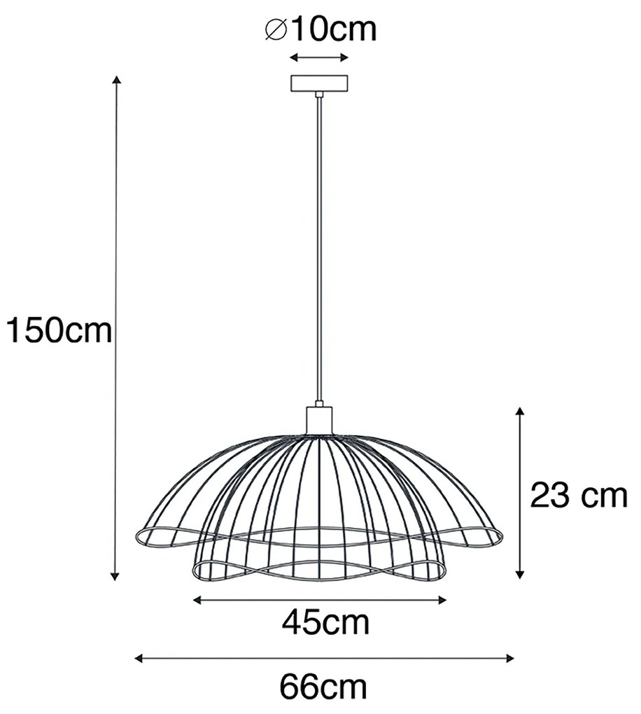 LED Candeeiro de suspensão inteligente preto 66 cm com Wifi G95 - Pua Design