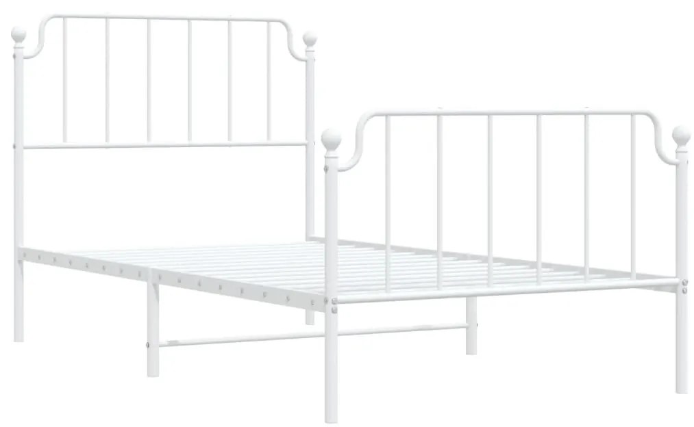 Estrutura de cama com cabeceira e pés 100x190 cm metal branco