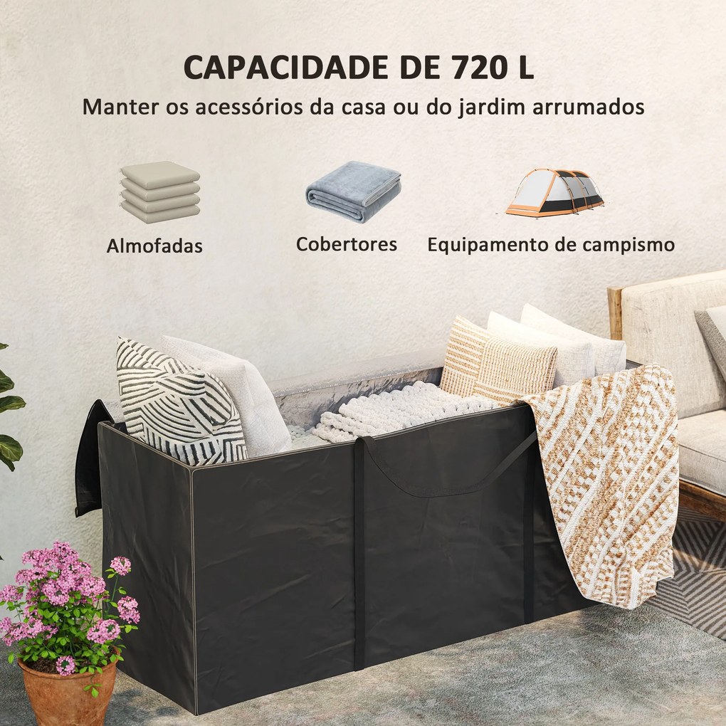 Bolsa de Armazenamento para Almofadas de Jardim Impermeável Bolsa de Arrumação para Árvore de Natal 175x55x75 cm Preto
