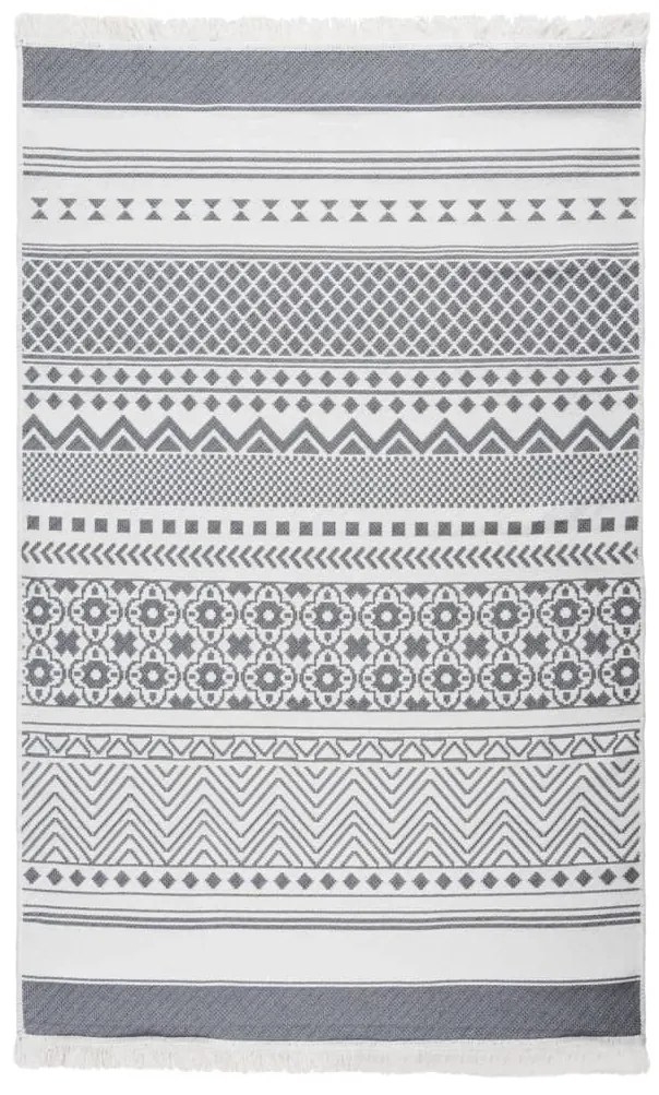 vidaXL Tapete 120x180 cm algodão cinzento e branco