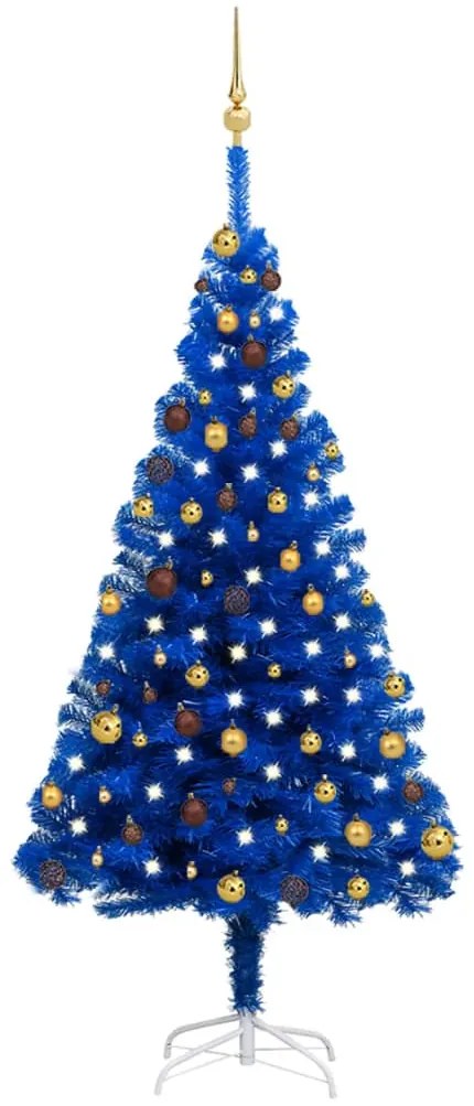 vidaXL Árvore Natal artificial pré-iluminada c/ bolas 180cm PVC azul