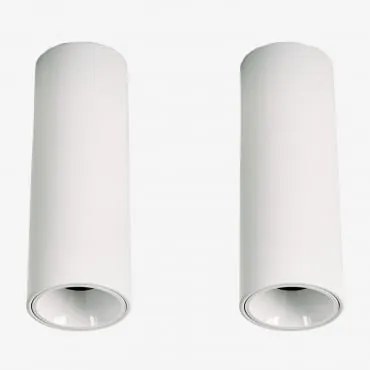 Pack De 2 Apliques De Teto Led De Superfície Redondos Ø5,7 Cm Para Exterior Em Alumínio Luisiana Branco & Branco Cálido 2700k & 6 W & 38º - Sklum