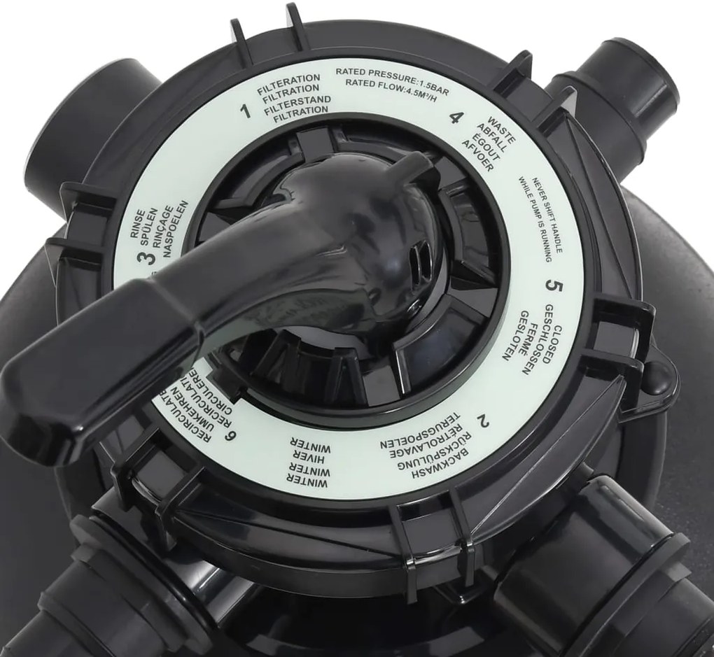 Filtro de areia para piscina com pré-filtro preto