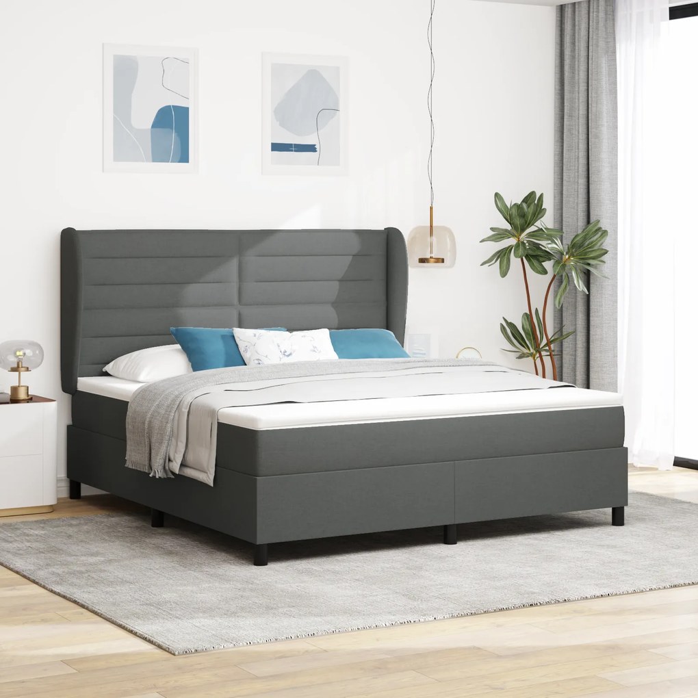 Cama Box com Colchão vidaXL Cinza Escuro 180x200 cm Tecido