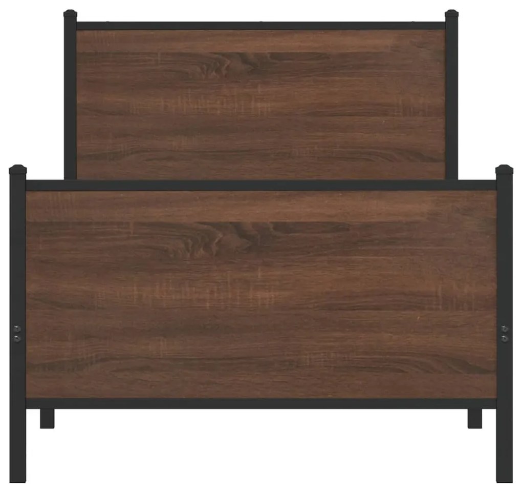 Estrutura de cama sem colchão 107x203cm metal carvalho castanho