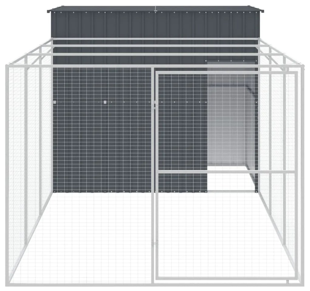 Casota p/ cães c/ parque 214x457x181 cm aço galvaniz. antracite