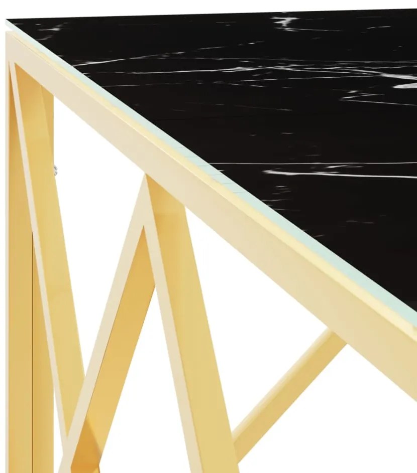 Mesa de centro 80x80x40 cm aço inoxidável e vidro dourado