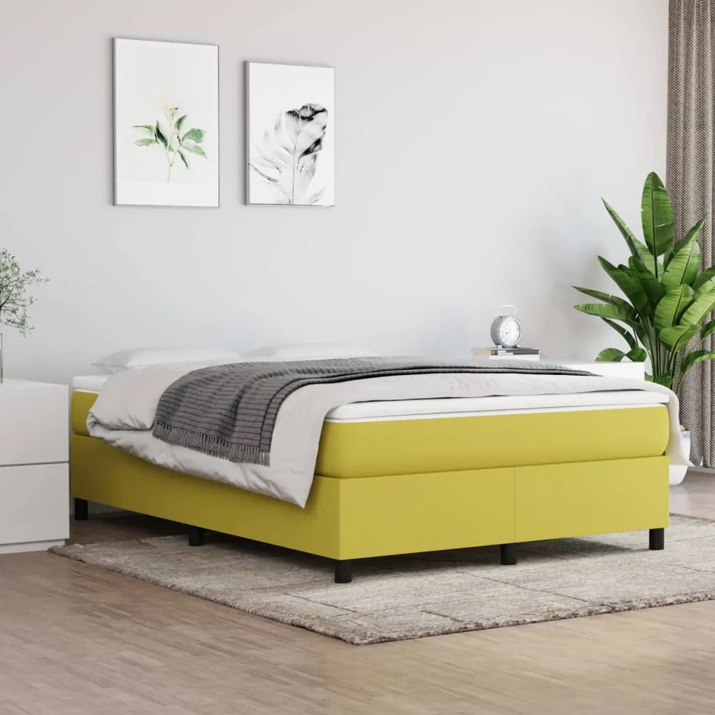 vidaXL Estrutura de cama com molas 140x190 cm tecido verde