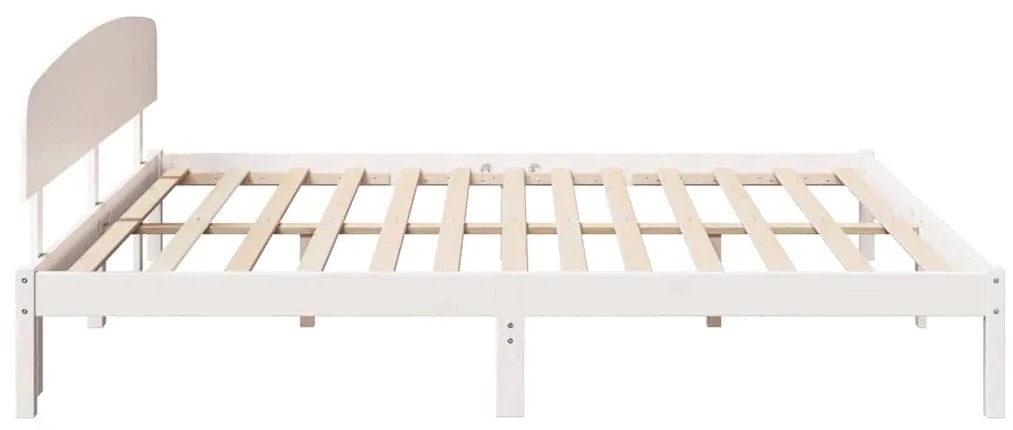 Estrado de Cama com Cabeceira Branca 180x200 cm Madeira Maciça de Pinh