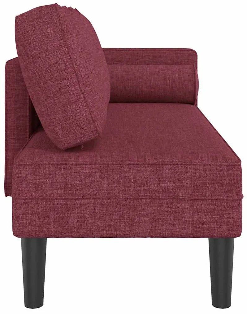 Chaise longue com almofadões tecido vermelho tinto