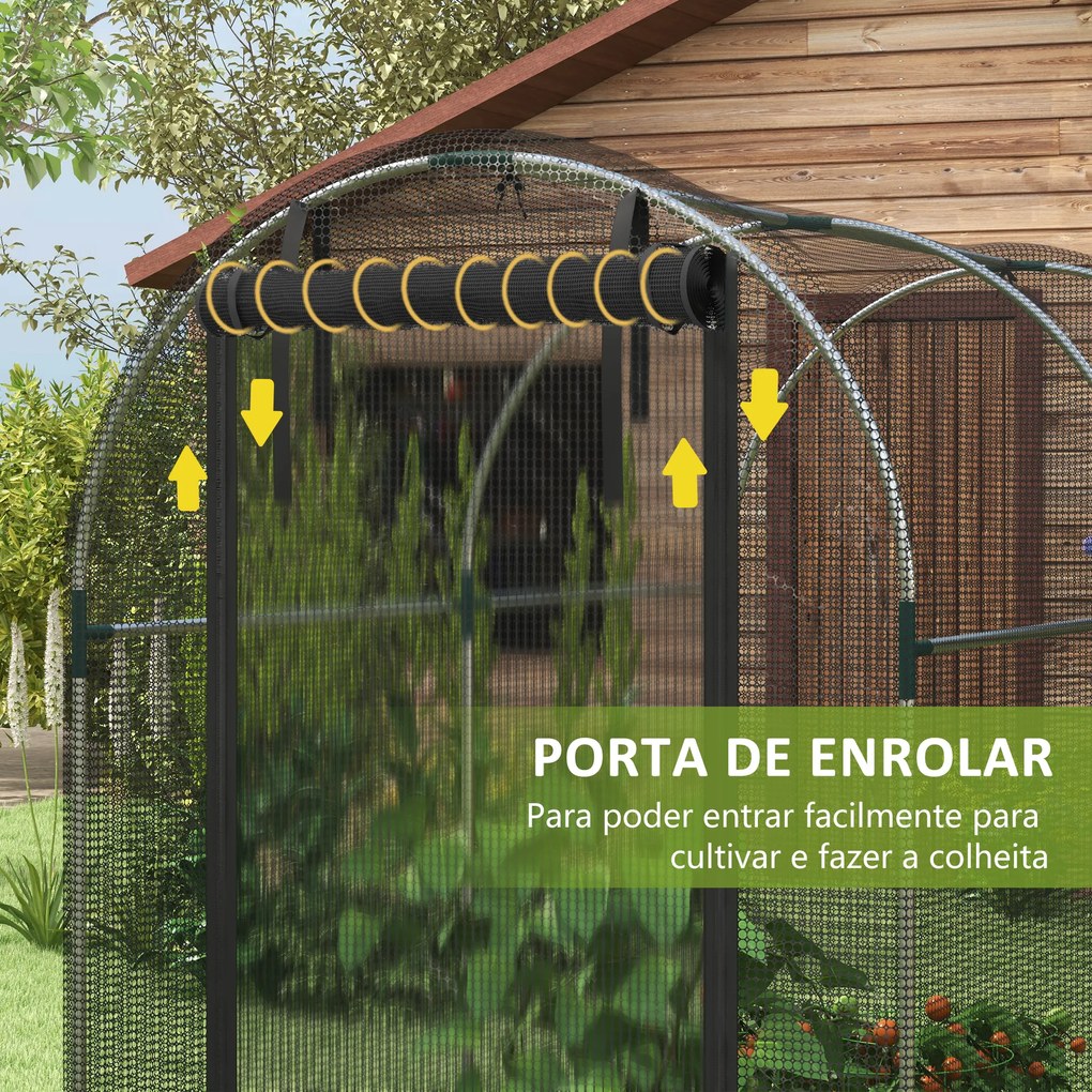 Estufa de Cultivo Estufa de Jardim com 1 Porta Suporte e Anti UV para Proteger as Plantas 120x240x188 cm Preto