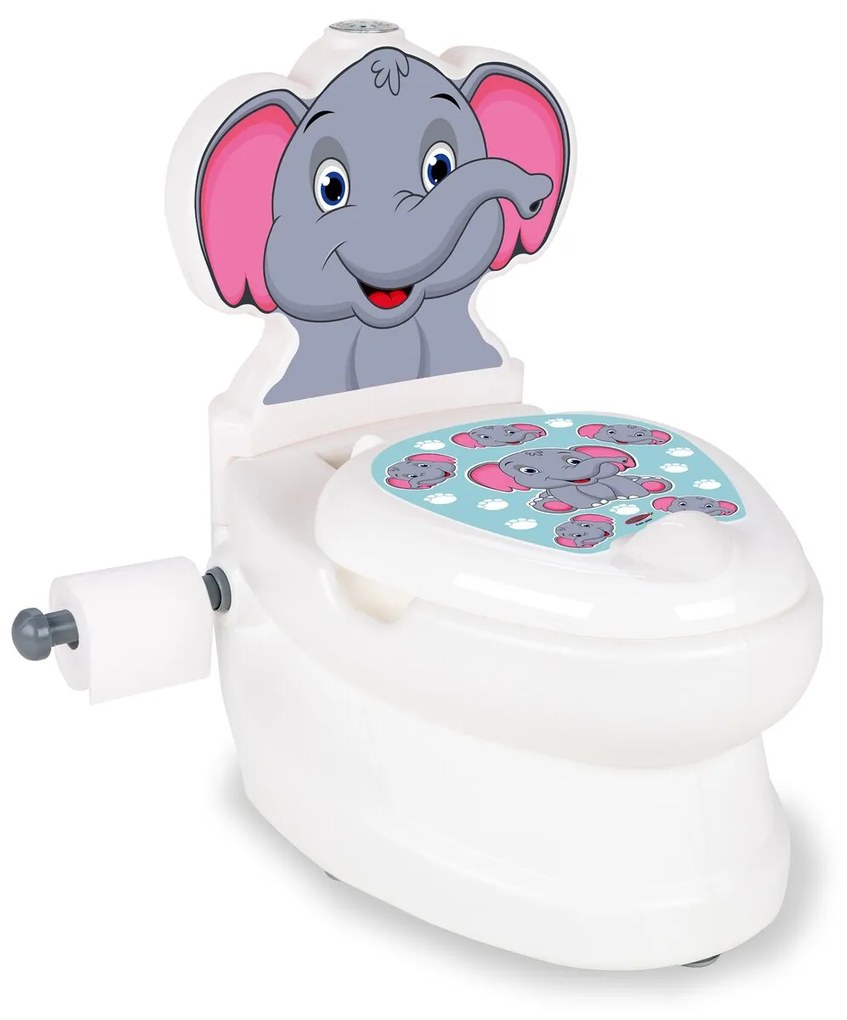 Bacio, penico infantil My little Elefante de sanita com som de descarga e suporte para papel higiénico