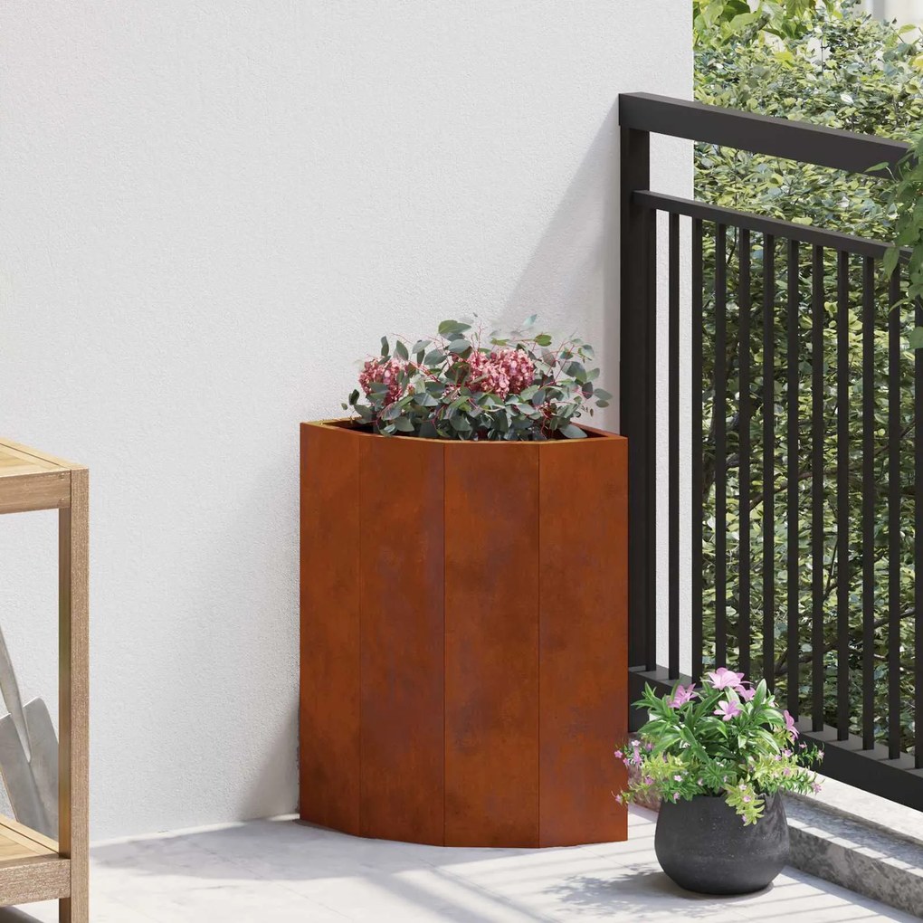 vidaXL Vaso de Canto Ferro Enferrujado 30 x 30 x 50 cm Aço corten