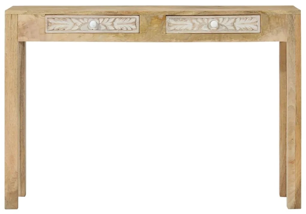 Mesa consola 110x30x75cm madeira de mangueira maciça branqueada