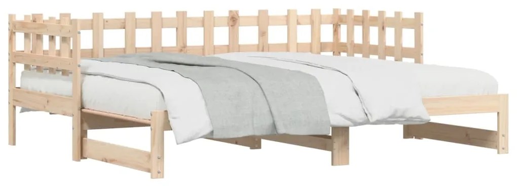Sofá-cama de puxar 2x(80x200) cm madeira de pinho maciça