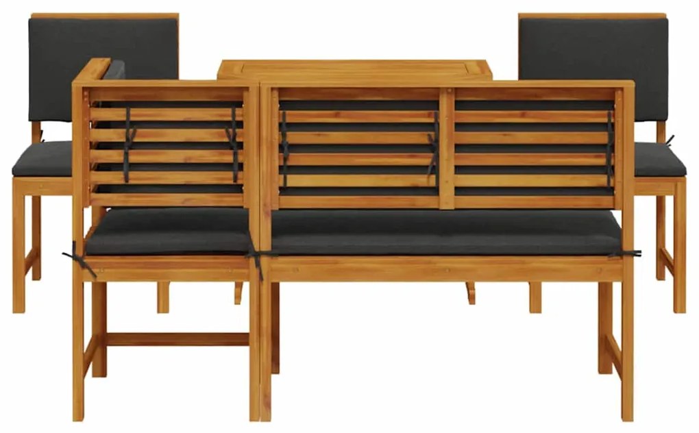 Conjunto de Jantar para o Jardim de 5 Peças vidaXL com Almofadas em Ma