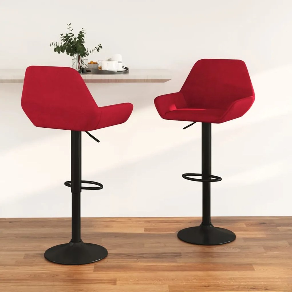 vidaXL Bancos de bar 2 pcs veludo vermelho tinto