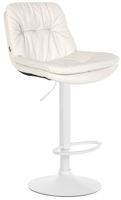 Banco de bar em couro sintético com estrutura branca 92-113 x 46 x 54 cm branco