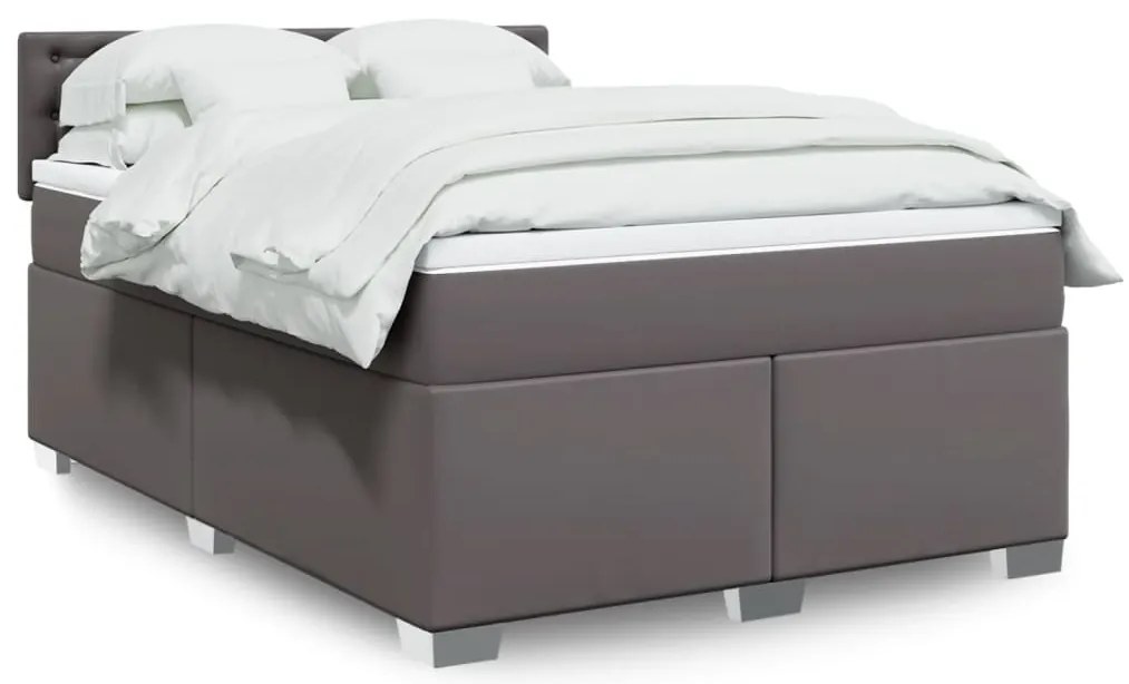Cama com Molas/Colchão e Luzes Led - 160x200 cm - Couro Artificial Cin