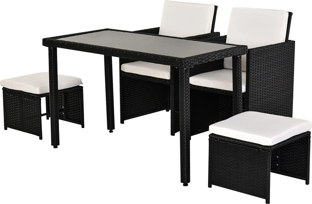 Outsunny Conjunto de Polyrattan para Jardim 11 peças com Almofadas Preto | Aosom Portugal