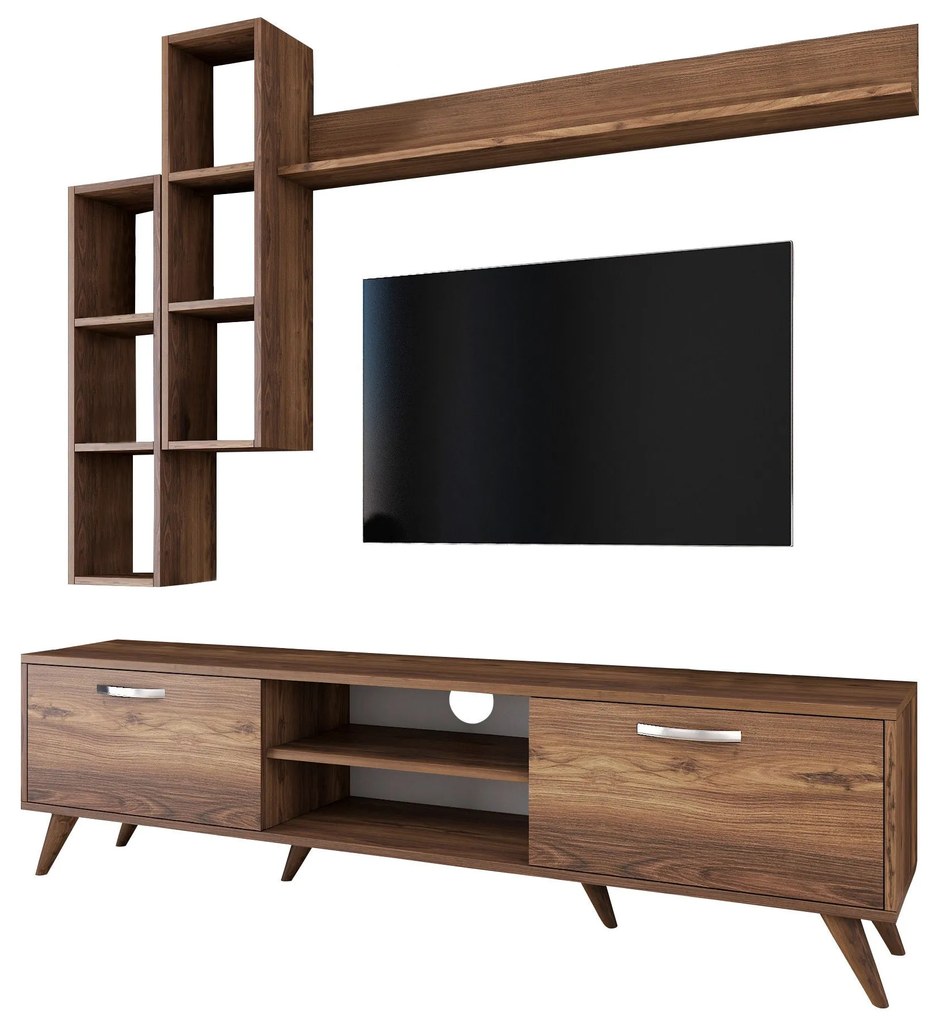 Conjunto de Móvel de TV "Askel" M1 – Design Moderno em Nogueira