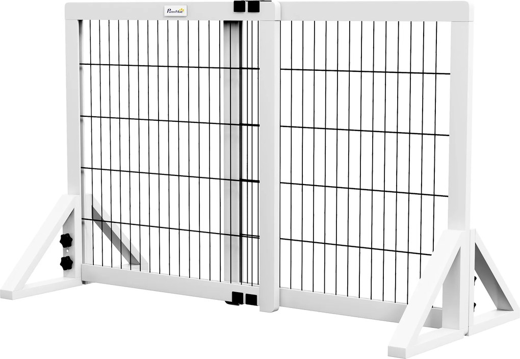 Barreira de segurança para cães 63-106 (C) x 44 (L) x 67 (A) cm barreira de proteção com 2 painéis, largura ajustável de 63 a 106 cm, em madeira e aço
