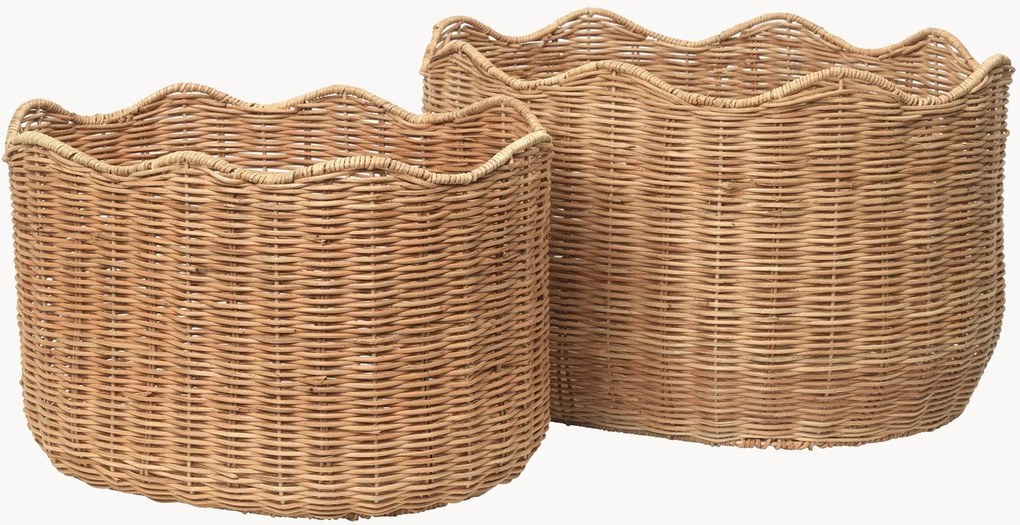 Cestos em vime entrançados à mão Lola, conjunto de 2