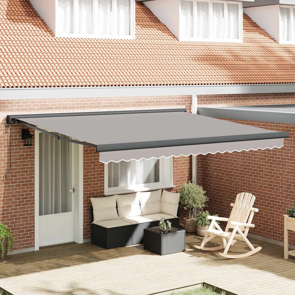 vidaXL Toldo Retrátil Manual Cinzento-claro 400 × 300 cm Tecido, Metal