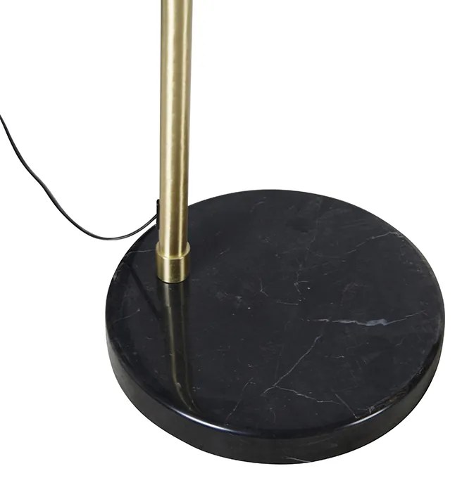 Candeeiro de arco em latão com mármore e abajur em tecido cinzento 45 cm - XXL